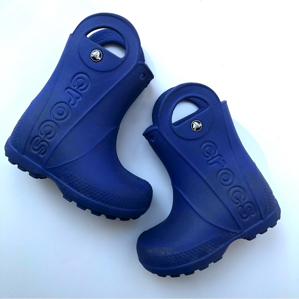 Crocs Kids Waterproof Rain Boot Pull On Boots Navy Blue